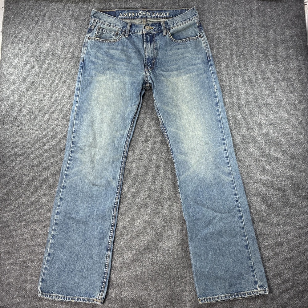 Vtg American Eagle Y2K Jeans Mens 33x34 Blue Denim Low Rise Bootcut Cowboy